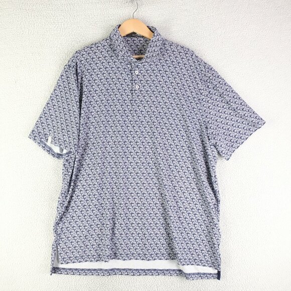 RLX Ralph Lauren Polo Mens Extra Large Blue White All Over Print Motorcycle - Picture 1 of 9